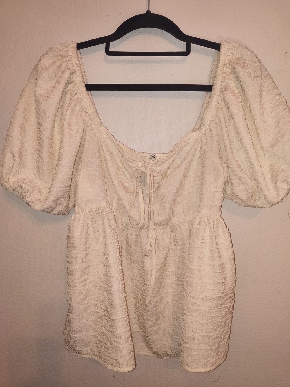 Future Collective x Gabriella Karefa-Johnson Cream Textured Puff Sleeve Babydoll